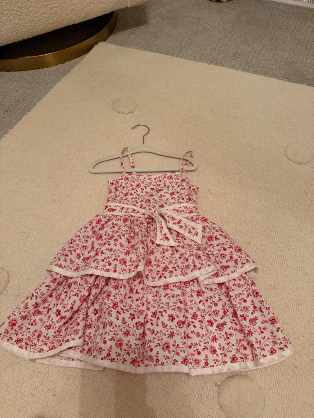 Janie and Jack White Dress with Red Floral Print and Bow